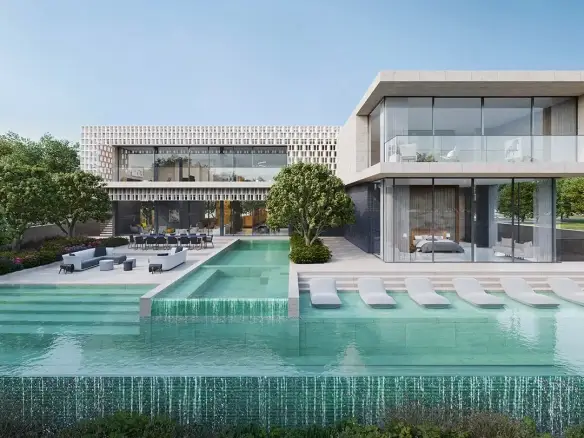 Nawayef Heights at Hudayriyat Island - Luxury 4-bedroom villas and 8-bedroom mansions with panoramic Arabian Gulf views, located in Abu Dhabi.