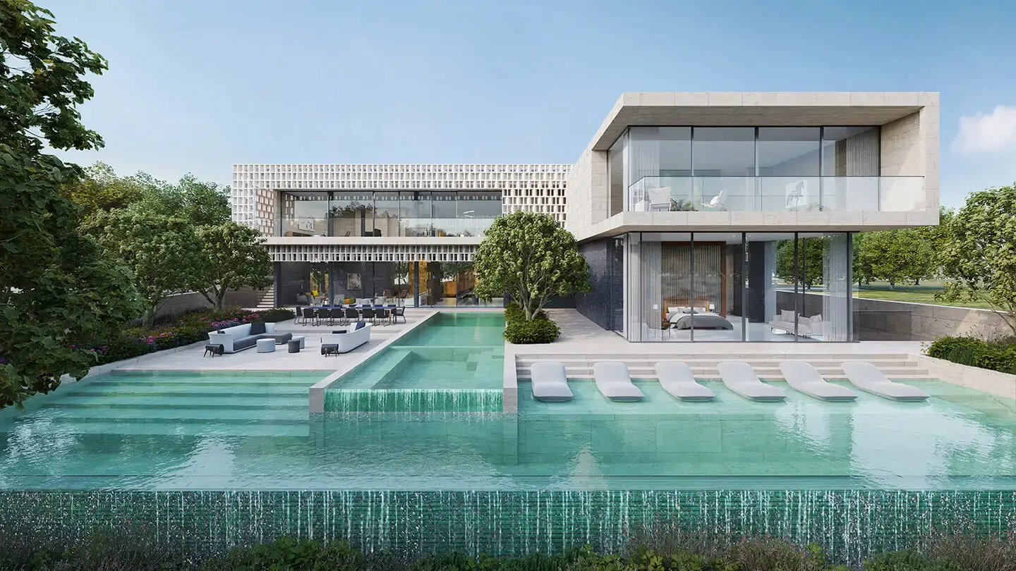 Nawayef Heights at Hudayriyat Island - Luxury 4-bedroom villas and 8-bedroom mansions with panoramic Arabian Gulf views, located in Abu Dhabi.