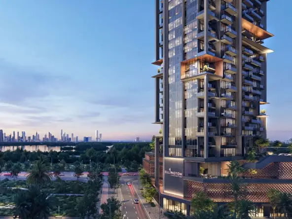 he Highgrove by Ellington - Luxury residential apartments in MBR City, Dubai, featuring modern design, expansive balconies, and views of the Dubai skyline and crystal lagoons.