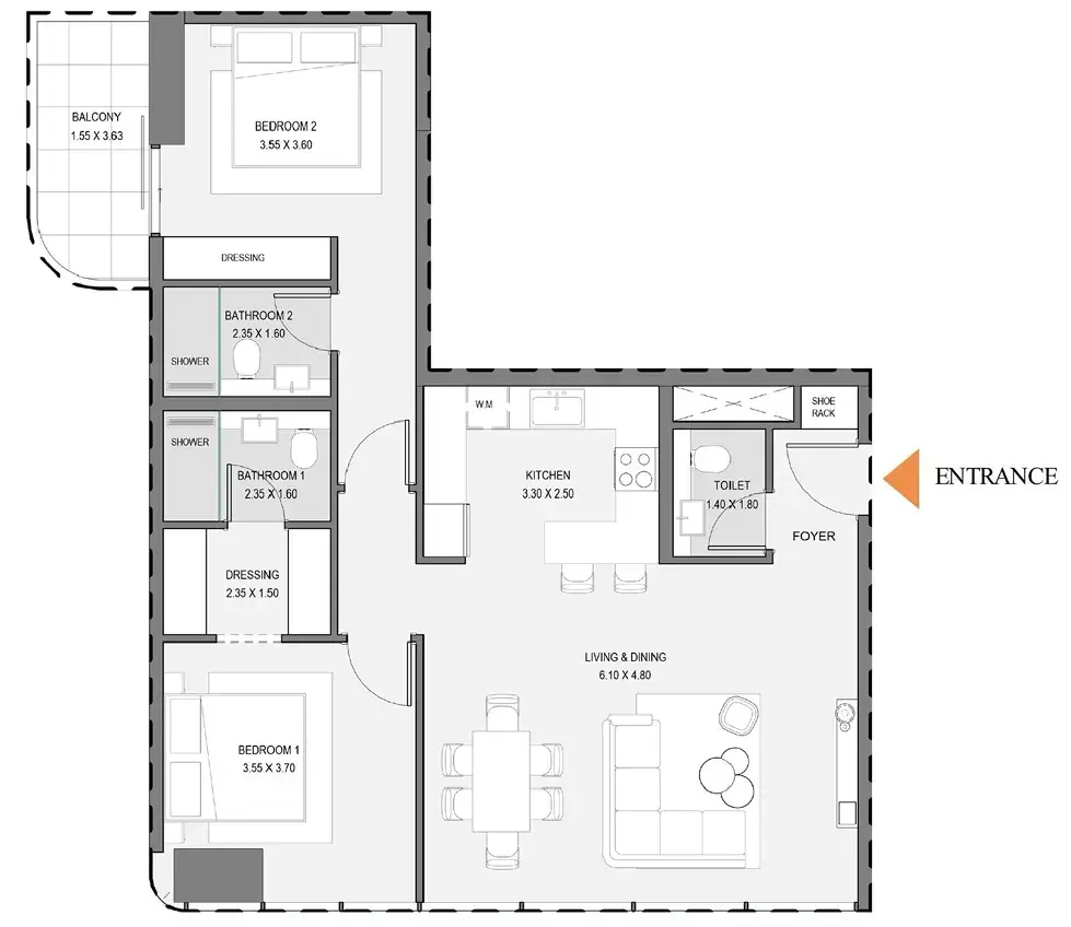 2 BR Typical Unit
