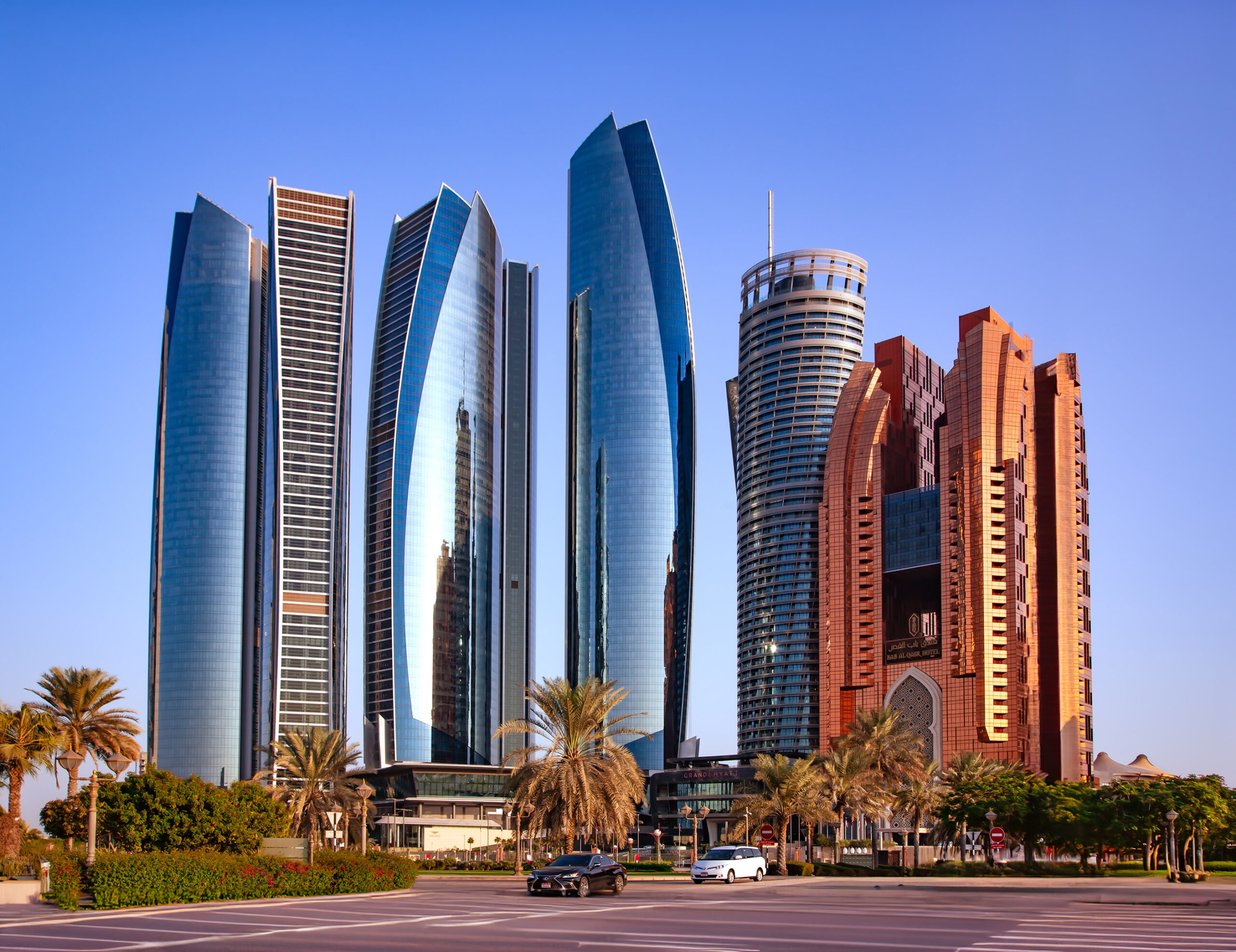 Abu Dhabi skyline at dusk