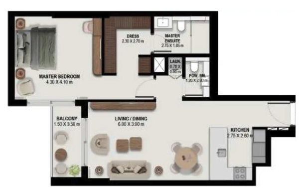 1-bedroom apartment 
